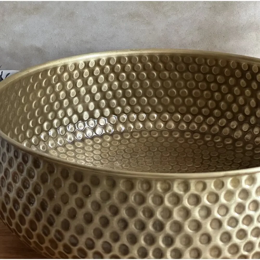 14” Solid Brass Hand Hammered Vessel Sink Antique Brass Bathroom Vanity Bowl